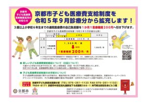 2023年9月から京都市の子ども医療費支給制度が拡充されます